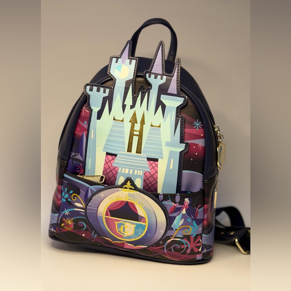 Disney Parks Cinderella Castle Carriage Loungefly Mini Backpack